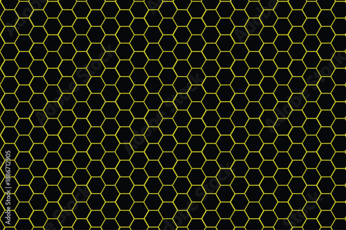 Yellow hexagonal honeycomb pattern on black