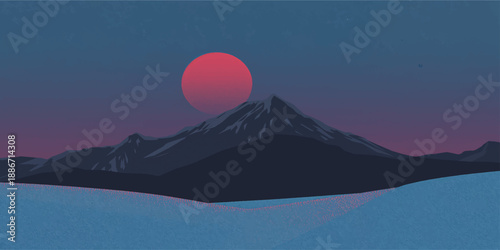 A frozen winter mountain landscape featuring a snowy ski resort nestled among frost-covered pine trees and a fir forest under a bright sun and blue skyA breathtaking view from the peak of a mountain 