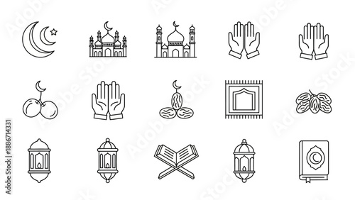 Islamic Symbols and Icons A Collection of Ramadan and Eid Decorations, Prayer Mats, Mosques, and the Quran