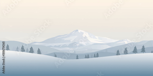 A panoramic winter landscape featuring snow covered alpine peaks and glaciers under a bright sky captures the cold white beauty of a frozen mountain range