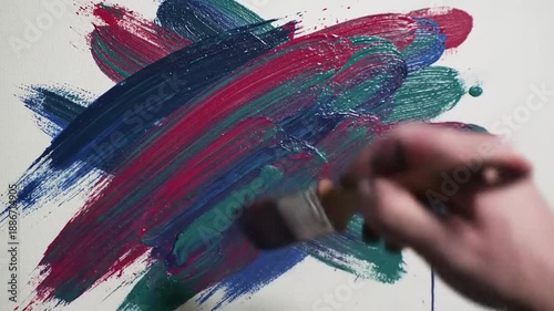 Abstract art colorful brushstrokes on white surface creating modern design