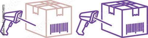 Barcode scanning of boxes with barcode readers in a vector graphic
