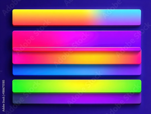 Vibrant neon gradient interface bars on dark background representing modern digital UI styling visual hierarchy and expressive design systems