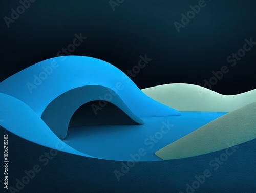 Abstract flowing layered shapes with smooth curves and soft gradients representing harmony balance and contemporary minimal digital design