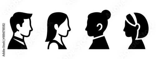 Vector art of people profiles for graphic design and illustration projects featuring diverse individuals