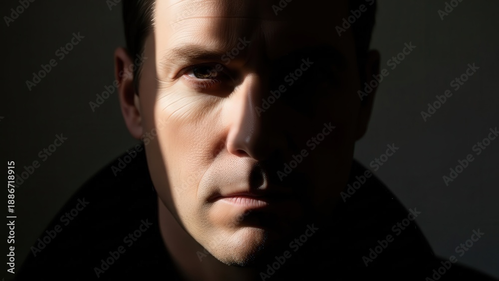 Fototapeta premium Dramatic Male Portrait in Low Key Lighting