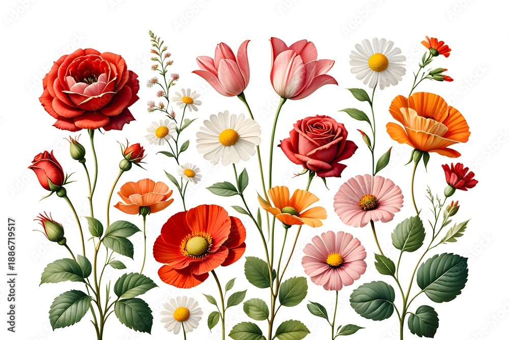 Fototapeta premium Seamless pattern with red poppies