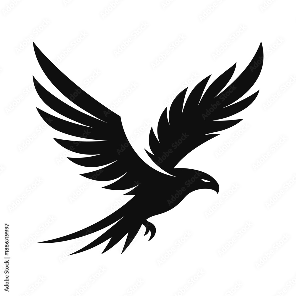 Fototapeta premium Black Eagle Silhouette Vector Illustration in Flight