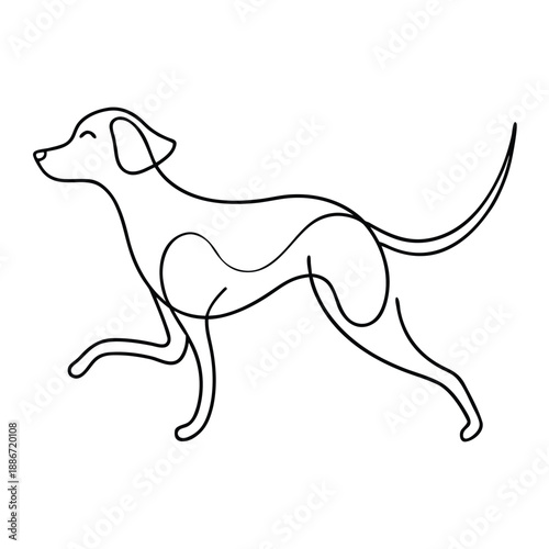 Minimalist Line Art of a Running Dog Vector Illustration