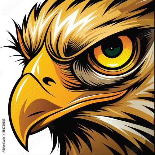 Majestic Eagle Eye Vector Illustration: Fierce Bird of Prey, Scalable EPS for Graphic Design