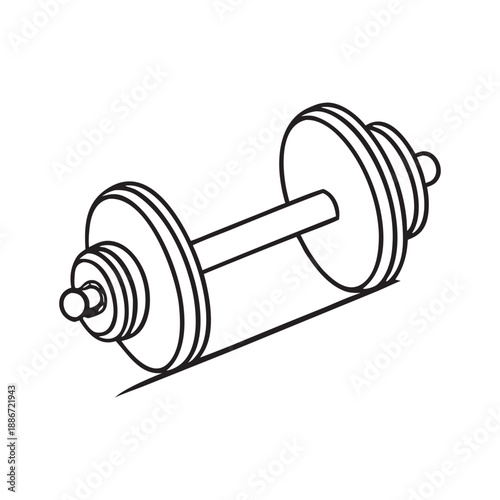 Simple hand drawn sketch of a dumbbell for fitness and weightlifting exercises