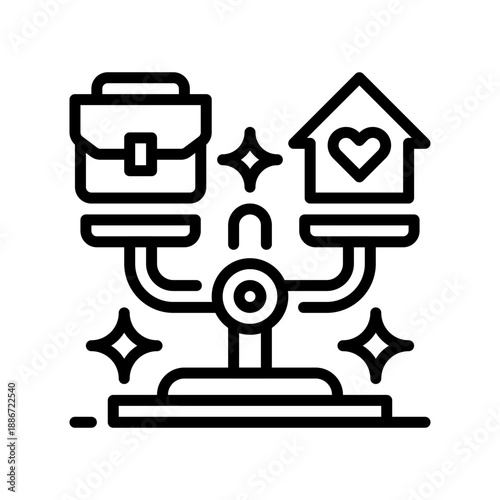Balance Scale Line Icon, Outline Symbol for Work-Life Harmony, Justice Measurement, Legal Equality, Decision Making, and Weight Comparison. Vector Sign Icon.
