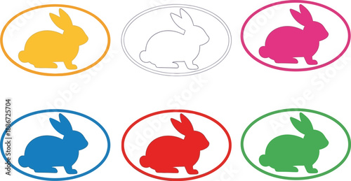 Easter sunday bunnies and eggs colorful icon set for spring celebrations