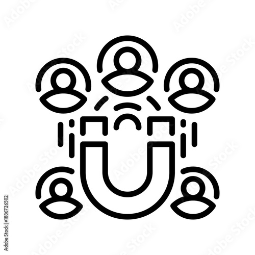 Lead Generation Line Icon, Outline Symbol for Sales Prospecting, Customer Acquisition, Marketing Funnel, Business Growth, and Potential Client Tracking. Vector Sign Icon.