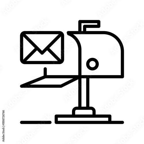 Direct Mail Line Icon, Outline Symbol for Physical Marketing, Letter Delivery, Postal Advertising, Inbox Communication, and Offline Outreach. Vector Sign Icon.