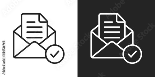 Email Message Icon In Black And White Line Style