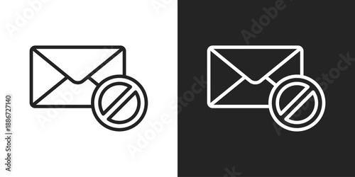 Blocked Sender Icon In Black And White Line Style