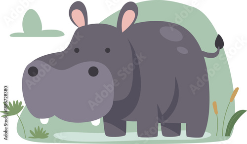 hippopotamus vector jungle safari animal illustration set for children book or kids print