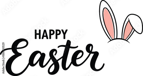 Happy easter sunday greeting with bunny ears and springtime celebration