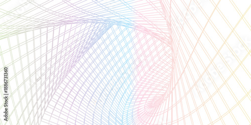 Colorful Geometric Wireframe Spiral Grid Abstract Background for Modern Design and Tech Projects