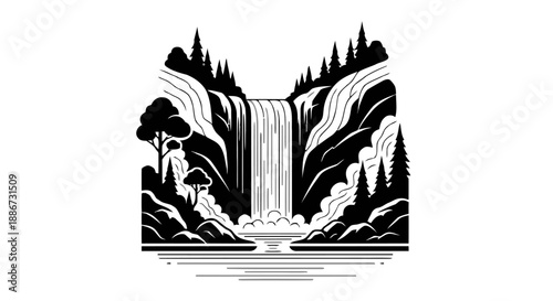 Stylized Phoenix Bird with Spreading Wings on a Black Background