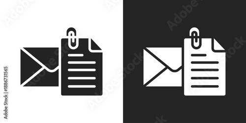 Mail Attachment Icon In Black And White Glyph Style