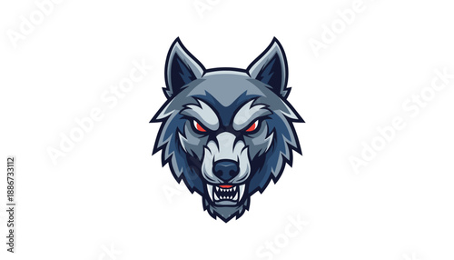 Illustration of a Wolf Head with Red Eyes.