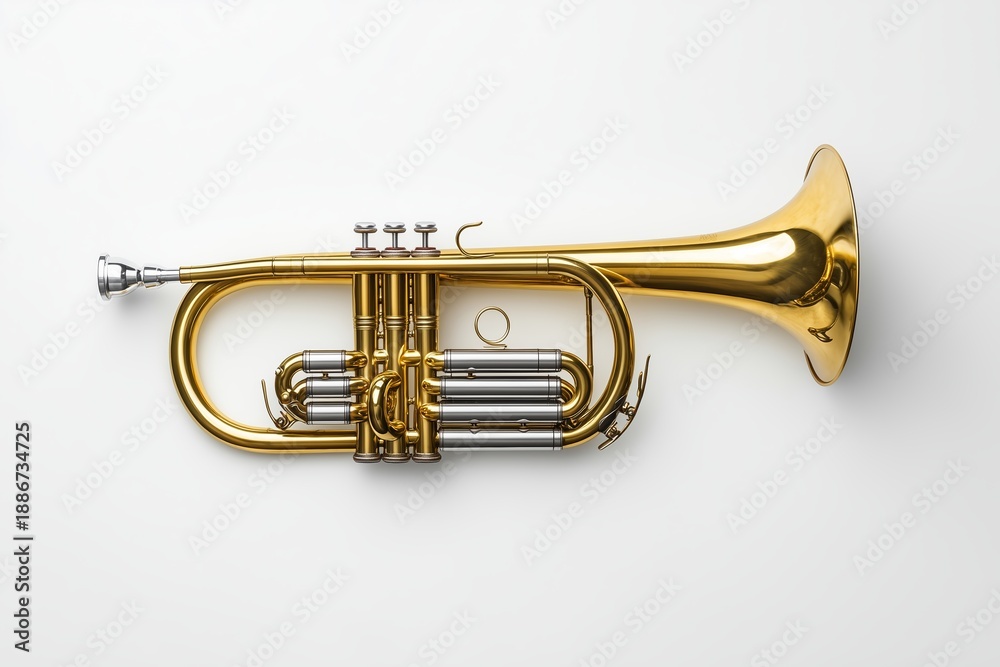 Fototapeta premium a trumpet musical instrument isolated over white background