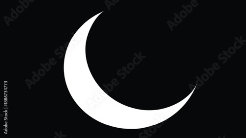 Crescent moon silhouette vector illustration, Islamic and Ramadan symbol minimal design
