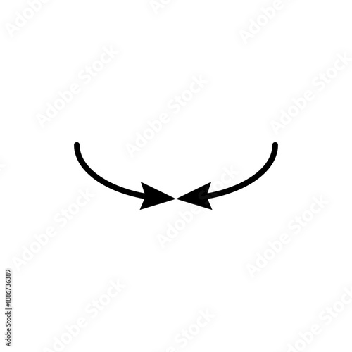 Two curved semicircular arrows pointing towards each other icon. Simple vector illustration on a white background.