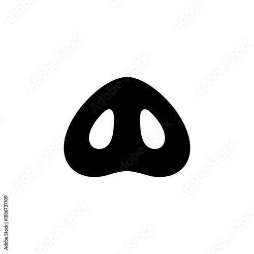 Silhouette of pig nose or snout. Icon and logo. Vector isolated illustration on white background.