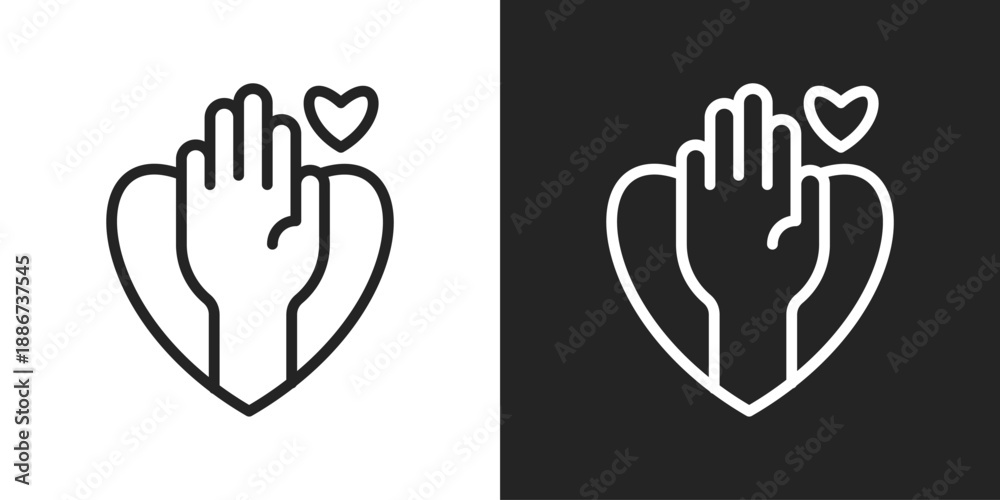 Obraz premium Volunteer Icon In Black And White Line Style