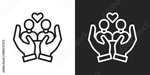 Social Service Icon In Black And White Line Style
