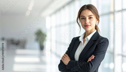 Free Download Professional Business Woman in Modern Office Setting with Copy Space - GFXLoad