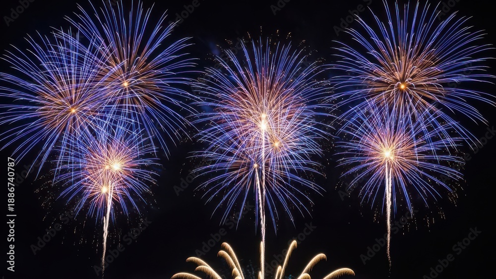 Fototapeta premium Fireworks display isolated on transparent background