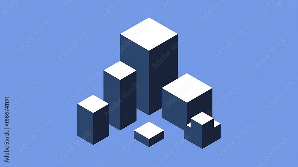 Obraz premium Modern 3D bar chart with blue background and white highlights