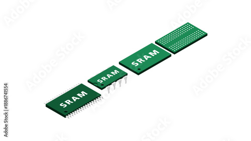 Isometric Cache Memory Layout of SRAM Showing Physical Integration Within Processor and High Speed Computing Systems
