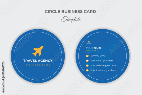 Travel Consultant Business Card Circle Agency Design Template