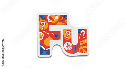 Colorful 3D Lettering with Question Marks.