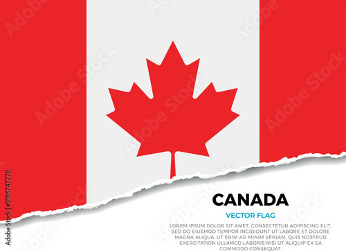 Flag of Canada. Creative Torn Paper Edge Effect on transparent background