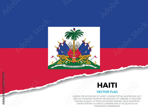 Flag of Haiti. Creative Torn Paper Edge Effect on transparent background