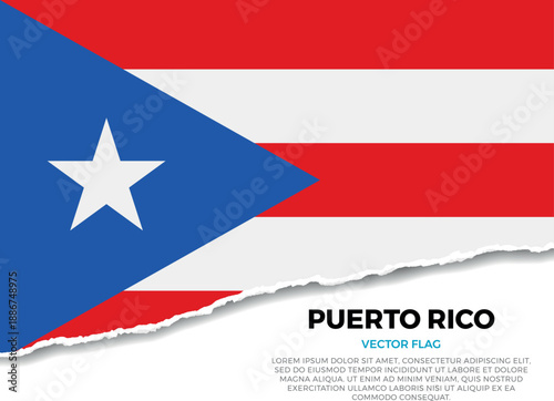 Flag of Puerto Rico. Creative Torn Paper Edge Effect on transparent background