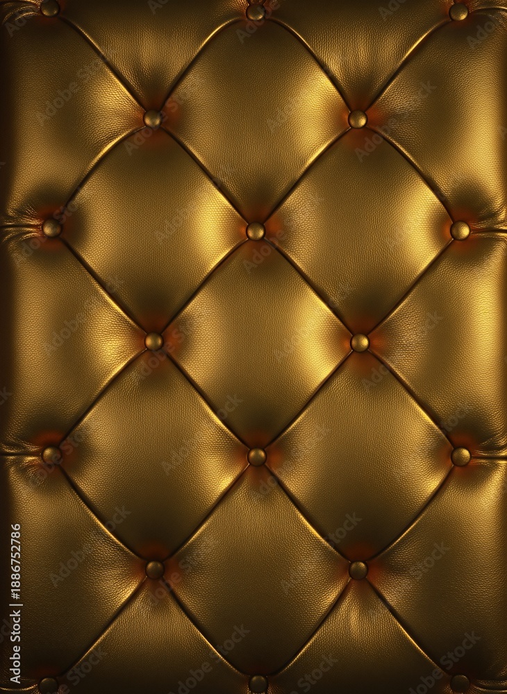 Naklejka premium Elegant Gold Tufted Leather Upholstery Texture Background
