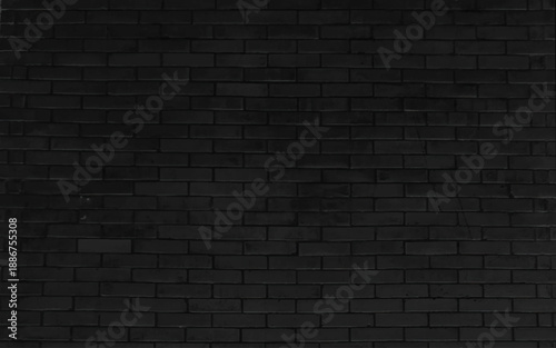 Vector realistic isolated black brick wall background for template and layout decoration.