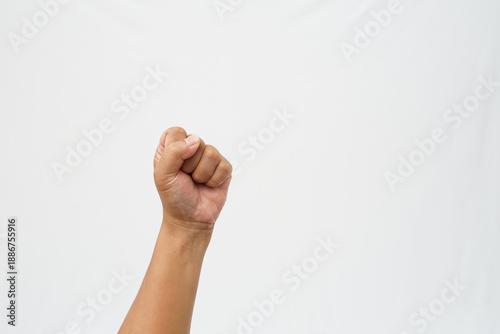 Принти на полотні A clenched left-hand fist raised against a solid white background