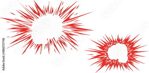 Set of 2 Red Comic Explosion Burst Vector Illustrations