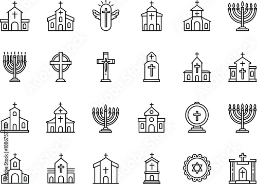 Easter sunday church and menorah symbols