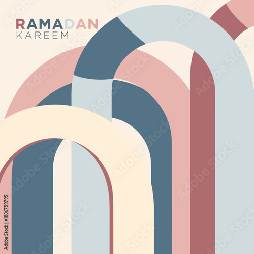 Ramadan Kareem Greeting with Abstract Arches Design.