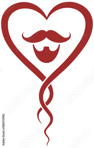 Groom silhouette heart for wedding invitation or men's health campaign Minimalist masculine love symbol