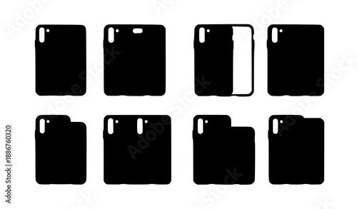 Smartphone phone cover vector mockups with multiple colors isolated on white